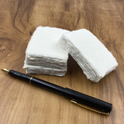 Deckle Papers® Deckle Edges Handmade Cotton Paper Blank Wedding Invitation-Menu Cards, Business Note Cards, Escort Cardstock, Calligraphy, Watercolor Textured -150gsm (Pack of 100) (2x3")