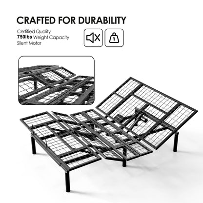 Zhumeiling Patented Design Smart Adjustable Bed Frame, Twin XL Adjustable Base with Quiet Motor, Zero Gravity & Anti-Snore, Easy Assembly, Heavy-Duty Metal Support, Suitable for Bedroom & Elderly Use