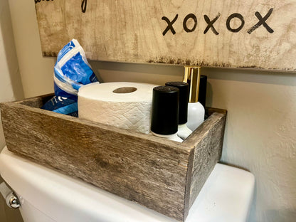 Rustic Revival | Decorative Barnwood Box – Authentic Rustic Weathered Wood Box for Table Decoration, Weddings, Parties & Farmhouse Home Decor – Real Wood Centerpiece Holder (Weathered)