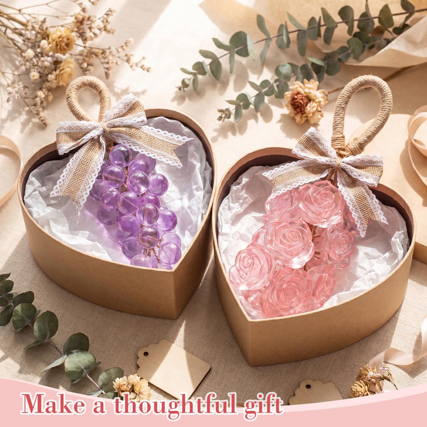 SiliFine DIY Soap Making Kit with Grape & Rose Silicone Molds, 5 Rolls Natural Jute Twine and 2 Burlap Lace Bows, Silicone Mold Set for Soap, Candle, Resin and Clay Crafts, Handmade Gift Supplies