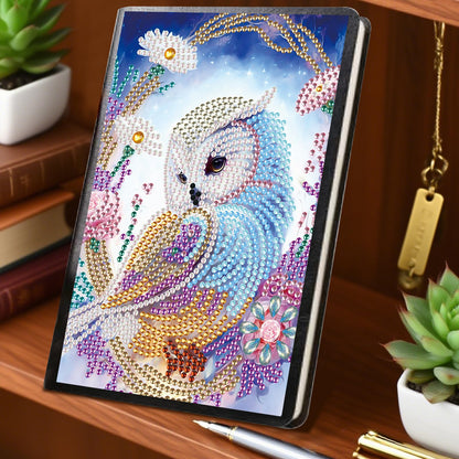 JZHYOAN Diamond Diary Notebook Kits, DIY Diamond Journals Sketchbook for Adults, Owl-peacock Cross-Stitch Art Special Pattern Mosaic Art Memo Notepads for Office, Work, Travel