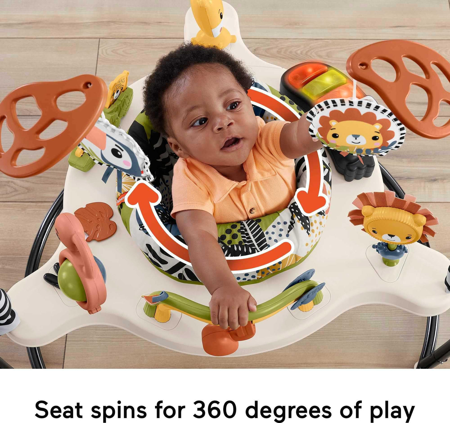 Fisher-Price Baby Bouncer Palm Paradise Jumperoo Activity Center with Music Lights Sounds and Developmental Toys