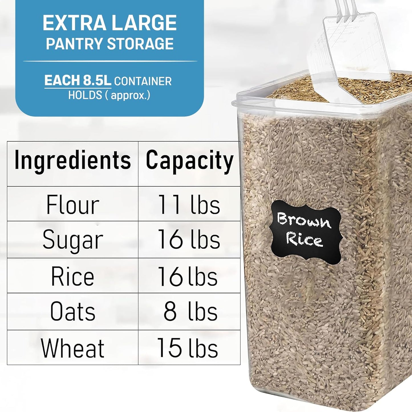 8.5L/287Oz (2 WHITE FEATHER SUPPLIES Extra Large Airtight Food Storage Containers PC) with Lids, Kitchen and Pantry