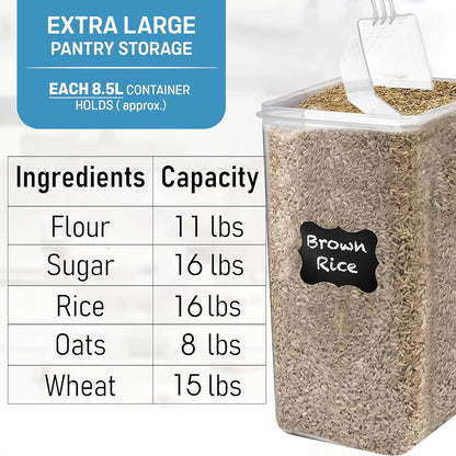8.5L/287Oz (2 WHITE FEATHER SUPPLIES Extra Large Airtight Food Storage Containers PC) with Lids, Kitchen and Pantry