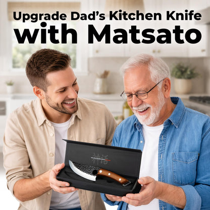 Matsato Chef Knife - Kitchen Knife for Cooking, Chopping. Japanese Steel Knife for Home, BBQ, Balance & Control, 6.3 Inch