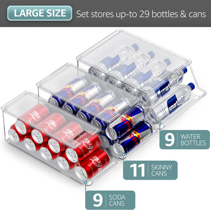 Sorbus Fridge & Pantry Can Organizer - 3 Size Dispenser for Standard, Skinny Cans & Water Bottles