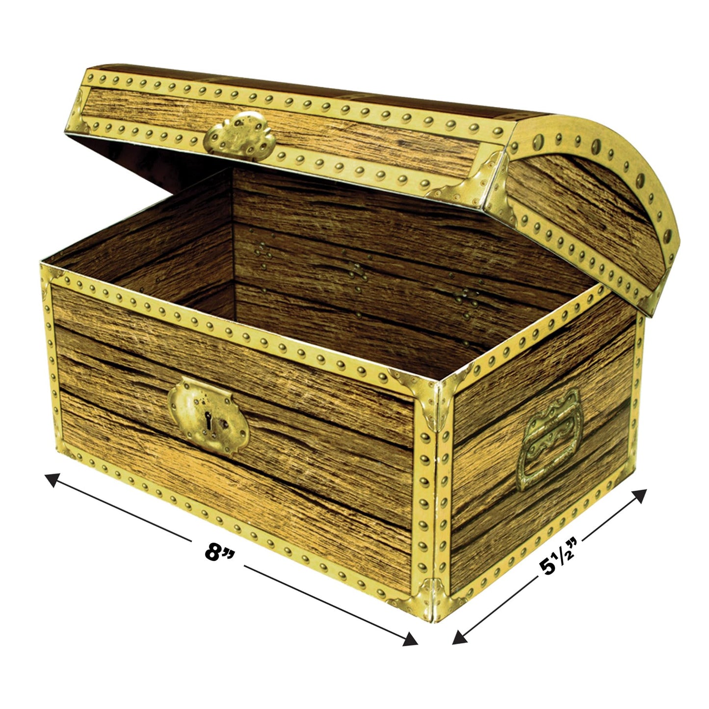 Beistle 3-D Treasure Chest Box, Pirate Party Favor & Table Decoration, Halloween Treat Display, Buried Treasure Prop & Accessory for Adventure Themed Events, 8" x 5½" x 5½"