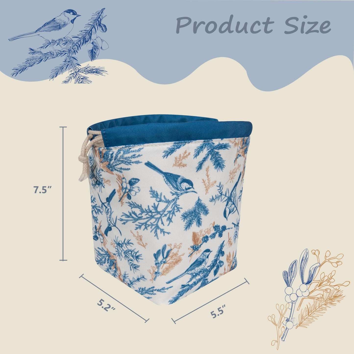Remobia Hicol Tangle-Free Yarn Storage Bag - Divided Travel Crochet Bag for Knitting Needles, Hooks & Accessories, Cute Bird Pattern Craft Organizer (Gift for Knitters)