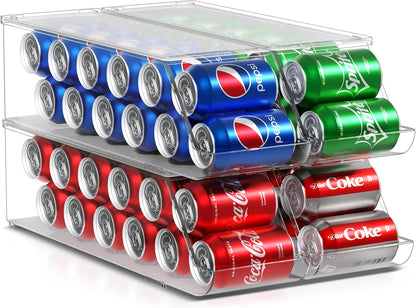 12 (4-Pack) Sorbus Soda Can Organizer for Refrigerator Stackable Can Dispenser with Lid for Fridge, Pantry, or Freezer