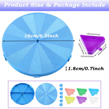 Diamond Painting Tray with Lid, 360° Rotation Diamond Art Storage Trays Kits for Adults, Bead Sorting Trays, Rhinestone Tray Organizer Accessories and Tools for 5D Diamonds DIY Crafts (Blue)