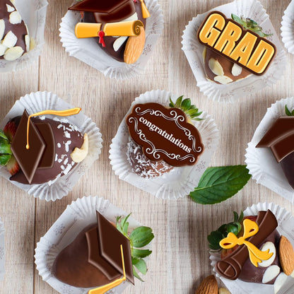 Whaline Graduation Mini Fondant Molds - 4 Pack Silicone Caps & Diplomas for Cake Decorations