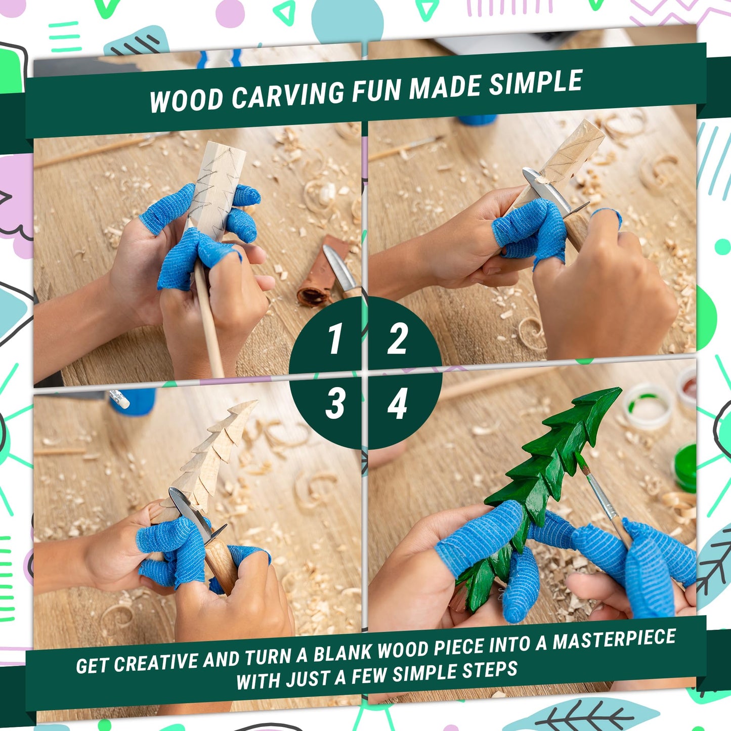 BeaverCraft Wood Carving Kit for Kids & Beginner DIY08 - Wood Whittling Kit for Kids 14+ Woodworking Starter Hobby Kits for Boys Wood Crafts Projects DIY Gifts, Carving Set Whittling Knife & Basswood