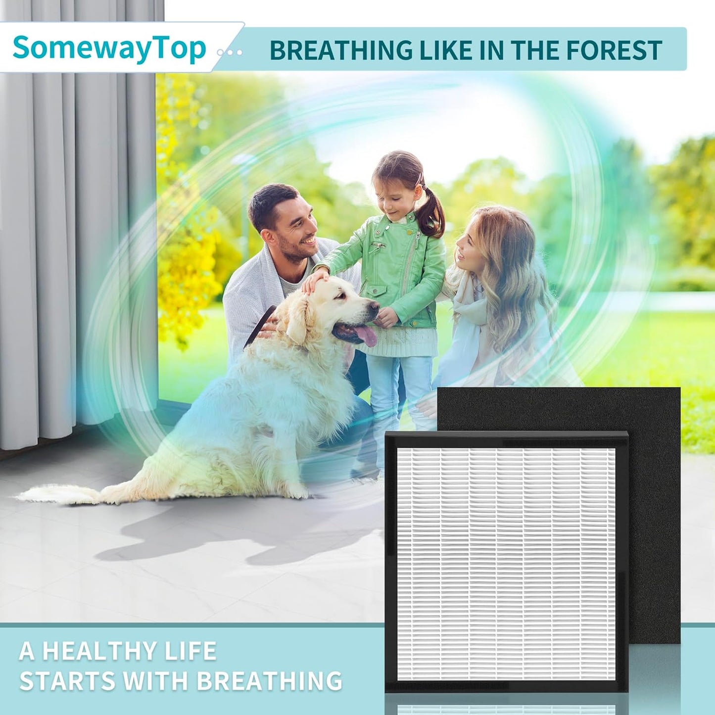 WK01234QPC Filters Replacement Compatible with Oreck Air Purifier Model WK10002QPC, 2 Packs Include Efficient Filter