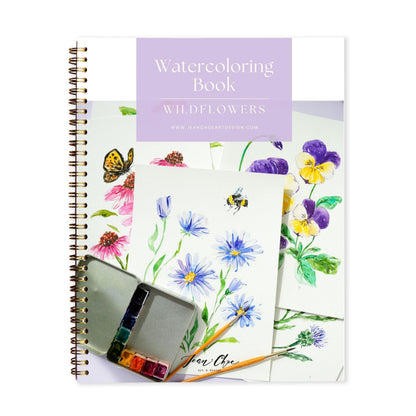 Wildflower Watercolor Workbook with Real Cold Press Cotton Watercolor Paper, Pre-Outlined Designs, Step-by-Step Instructions & Online Videos – Premium Botanical Art Book for Adults & Beginners