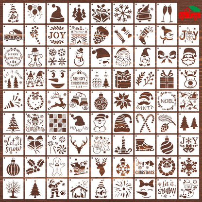DZXCYZ 80 Pcs 4 x 4 Inch Christmas Stencils for Painting on Wood, Reusable Merry Christmas Ornament Snowflakes Holiday Stencils DIY Craft Template Set for Wall Rock Home Decor