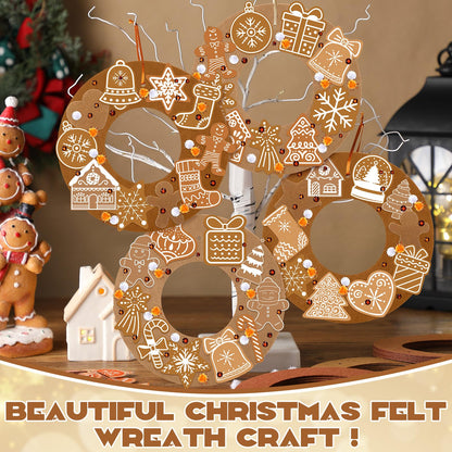 472 Pcs DIY Christmas Craft Kits Xmas Tree Wreath Craft Gingerbread Men Bell Snowflakes Wreath Arts Christmas Hanging Ornaments with Gingerbread Houses Gift Boxes Sticker for Xmas Indoor Outdoor Decor