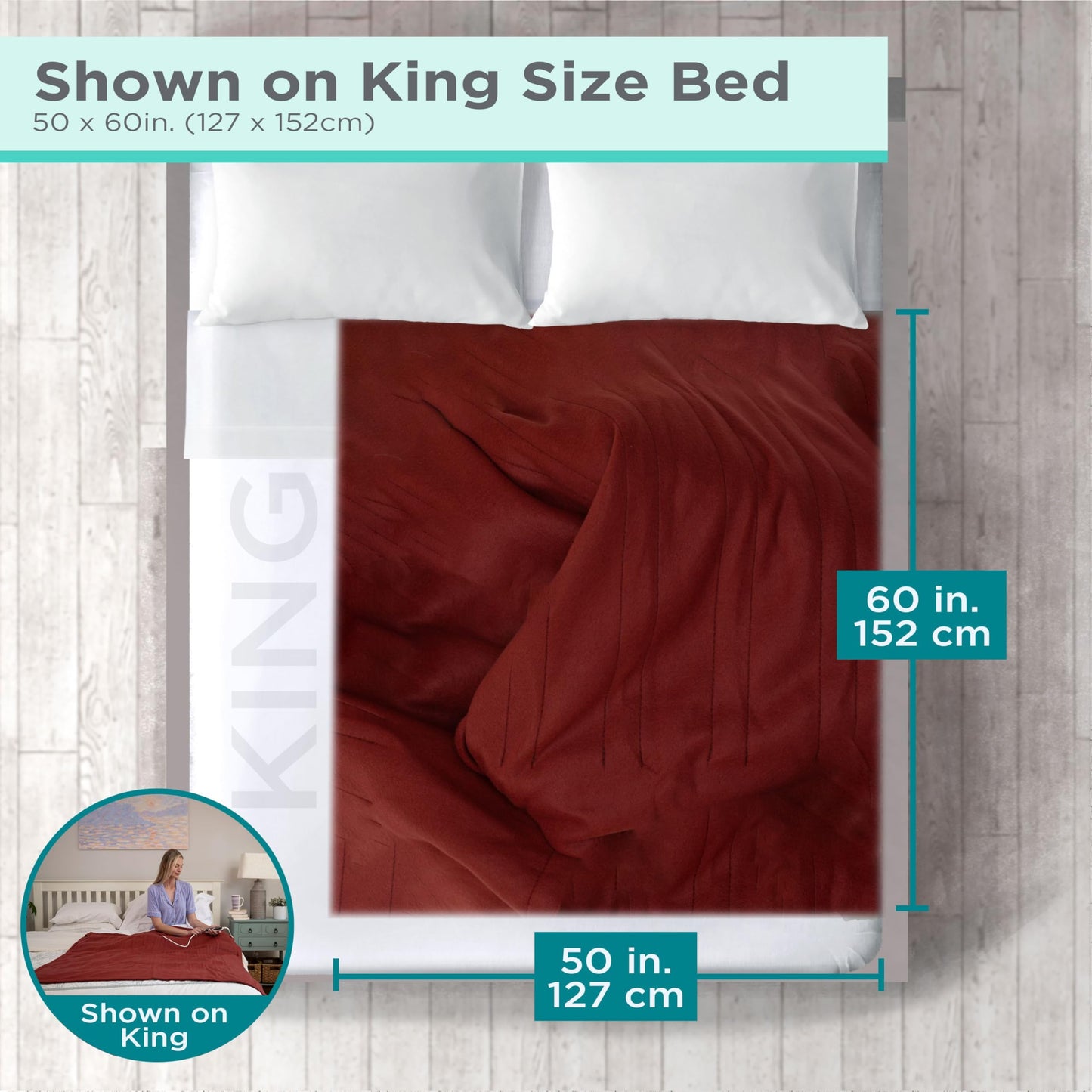 BLACK+DECKER Heated Blanket Electric Throw, Fleece Electric Blanket, Heating Blanket with 4 Heating Levels, 3H Timer, Auto Shutoff, Fast Heating (50x60 inches, Maroon)