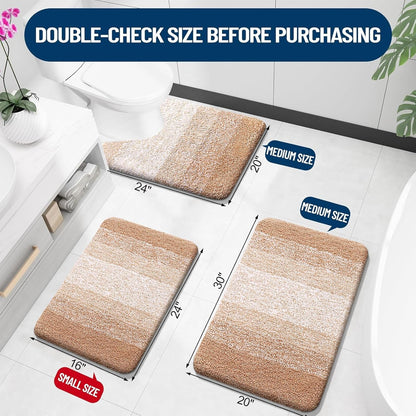 OLANLY Extra Soft Bathroom Rug Mat 30x20, Absorbent Microfiber Non-Slip Plush Shaggy Bath Carpet, Beige