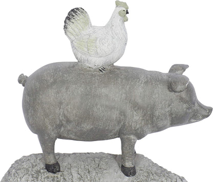 Deco 79 Polystone Farm Animals Decorative Sculpture, Stacked Home Decor Statue, 9" x 4" x 12", Gray