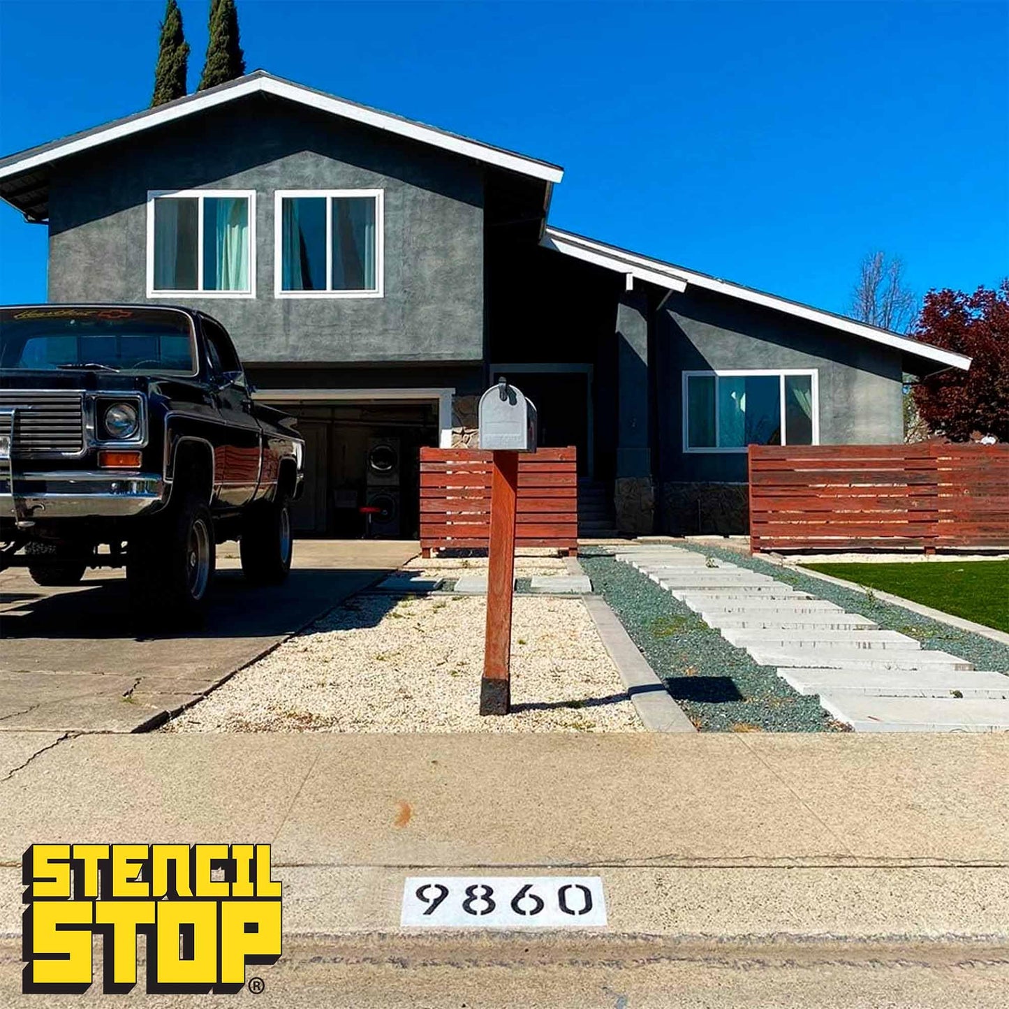 Curb Stencil Kit for Address Painting – Includes All Numbers, 4-Inch Durable & Reusable Plastic Stencils for Sidewalks, Pavement, and Industrial Use (2 of Each, Classic Font)
