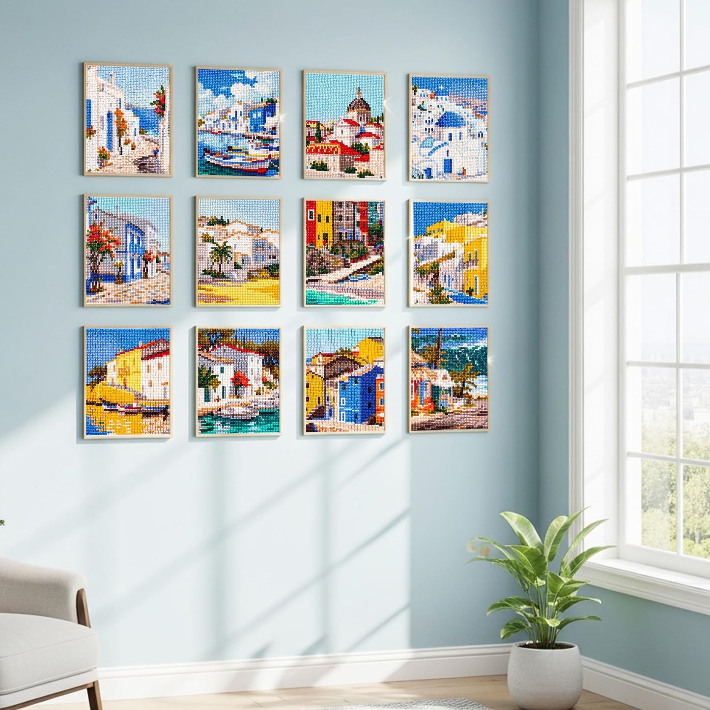 Caydo 12 Pack Sea Breeze Themed Diamond Painting Kits for Adults Full Drill 5D DIY Paint Gem Art A Relaxing Craft for Home Wall Decor(6x6inch)