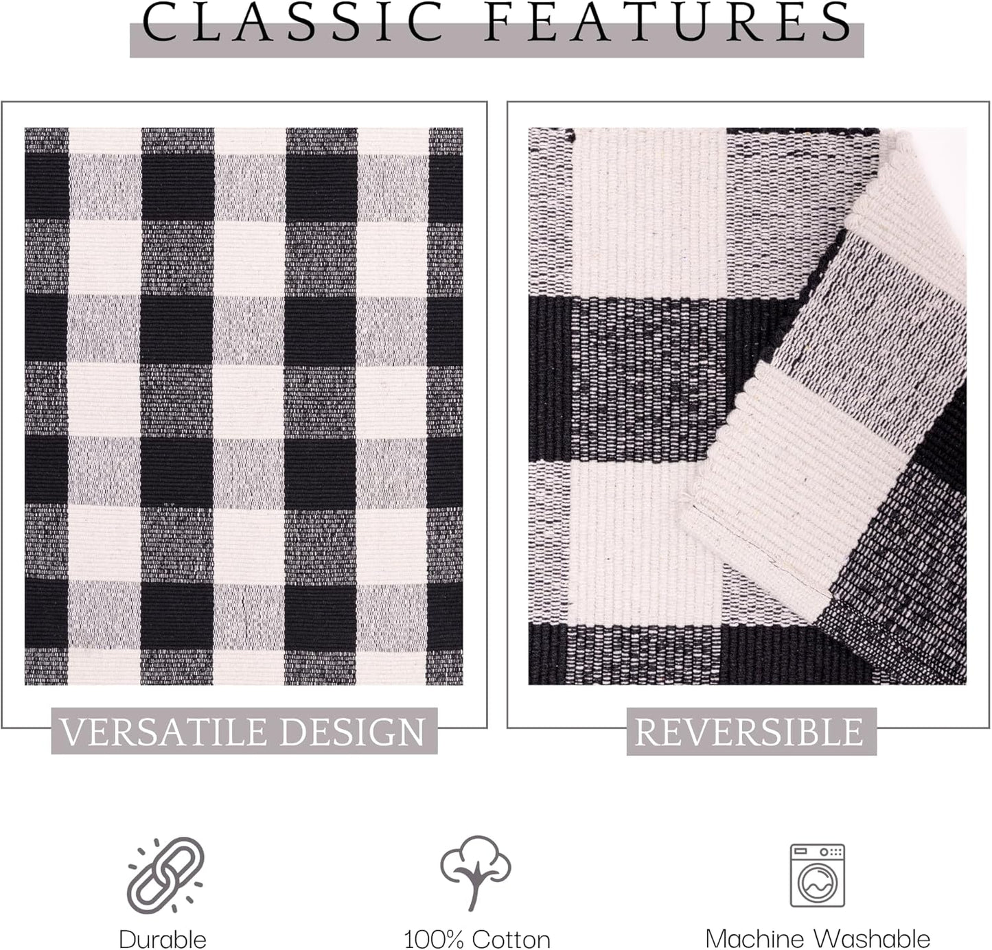 RAJRANG Buffalo Plaid Rug, 23.6 x 35.4 Inches, Cotton Washable Door Mat, Checkered Indoor Outdoor Decor