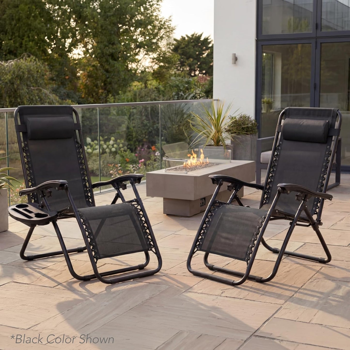 Best Choice Products Adjustable Steel Mesh Zero Gravity Lounge Chair Set - 2 Recliners with Pillows & Cup Holders - Beige