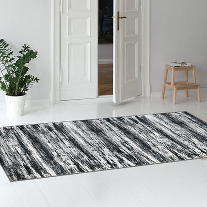 KOZYFLY Modern Abstract Kitchen Runner Rug, 2x5 Washable Non-Slip Soft Striped Carpet for Entryway, Bathroom, Laundry