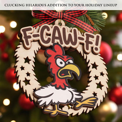 2025, Katinat Funny Christmas Ornaments Wooden F-Caw-F Chicken Ornaments Chicken Gifts for Chicken Lovers Funny White