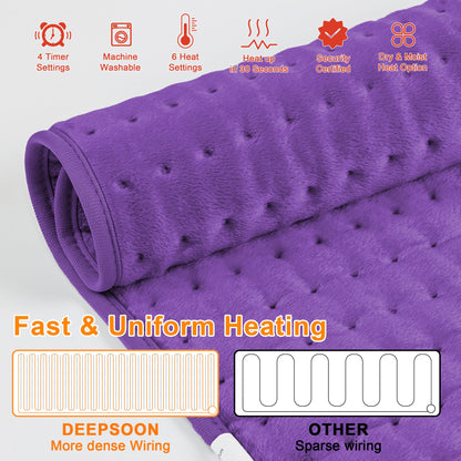 Heating Pad,Electric Heating Pads for Back,Neck,Abdomen,Moist Heating Pad for Shoulder,Knee,Arms,Legs,Dry/Moist Heat & Auto Shut Off,Birthday Gifts for Men and Women(Light Gray, 24''×12'')