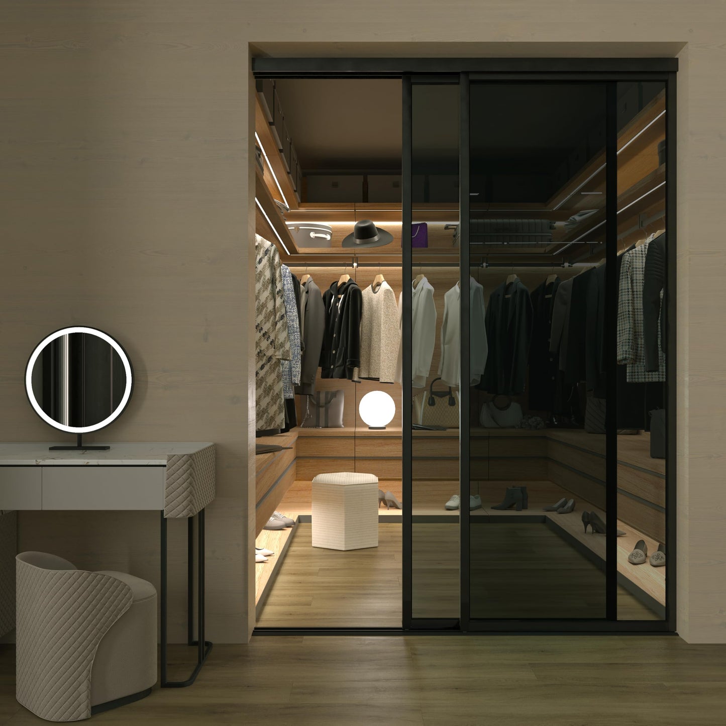 Doors55 Glass Room Divider and Sliding Glass Closet Doors - Lite Smoked Frosted Partition Wall - Wardrobe Closet Sliding Doors Lite Smoked Glass 48x96 inches