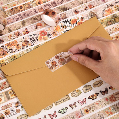 Natural Washi Tape Set, 42 Rolls - Floral, Butterfly, Bee, Botanical,Letter, Vintage Writable Scrapbooking Tapes for Journaling, Bullet Diaries, Card Making, Gift Wrapping, Aesthetic Craft Supplies