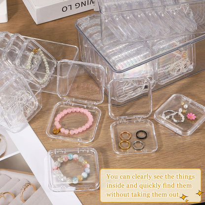 YELARXI Acrylic Jewelry Box Organizer, Bead Organizer with 12Pcs Small Boxes Clear Bead Storage Portable - Fitting for (Travel/DIY Jewelry/Earrings) 1Set & 9.5"x4"x4" & Transparent