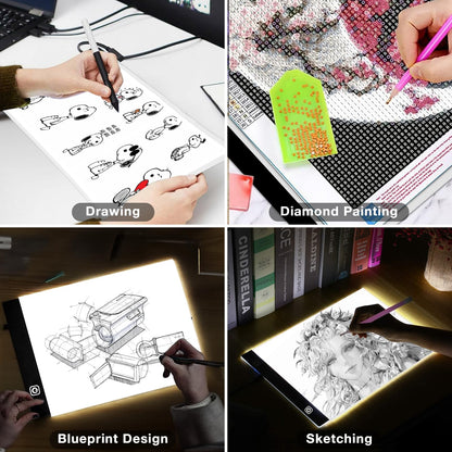 Funshot A3 Led Light Pad Tracing Light Box with USB Power Cable and 4 Fasten Clips,3 Levels of Brightness,Diamond Art Light Board,Sketching,Painting, Sketching,Tracing