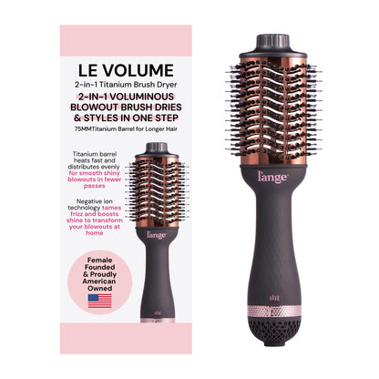 L'ANGE HAIR Le Volume 2-in-1 Titanium Blow Dryer Brush | Hot Air Brush for Hair Drying & Styling | Ionic Oval Barrel for Smooth, Frizz-Free Volume | (Blush – 75mm)