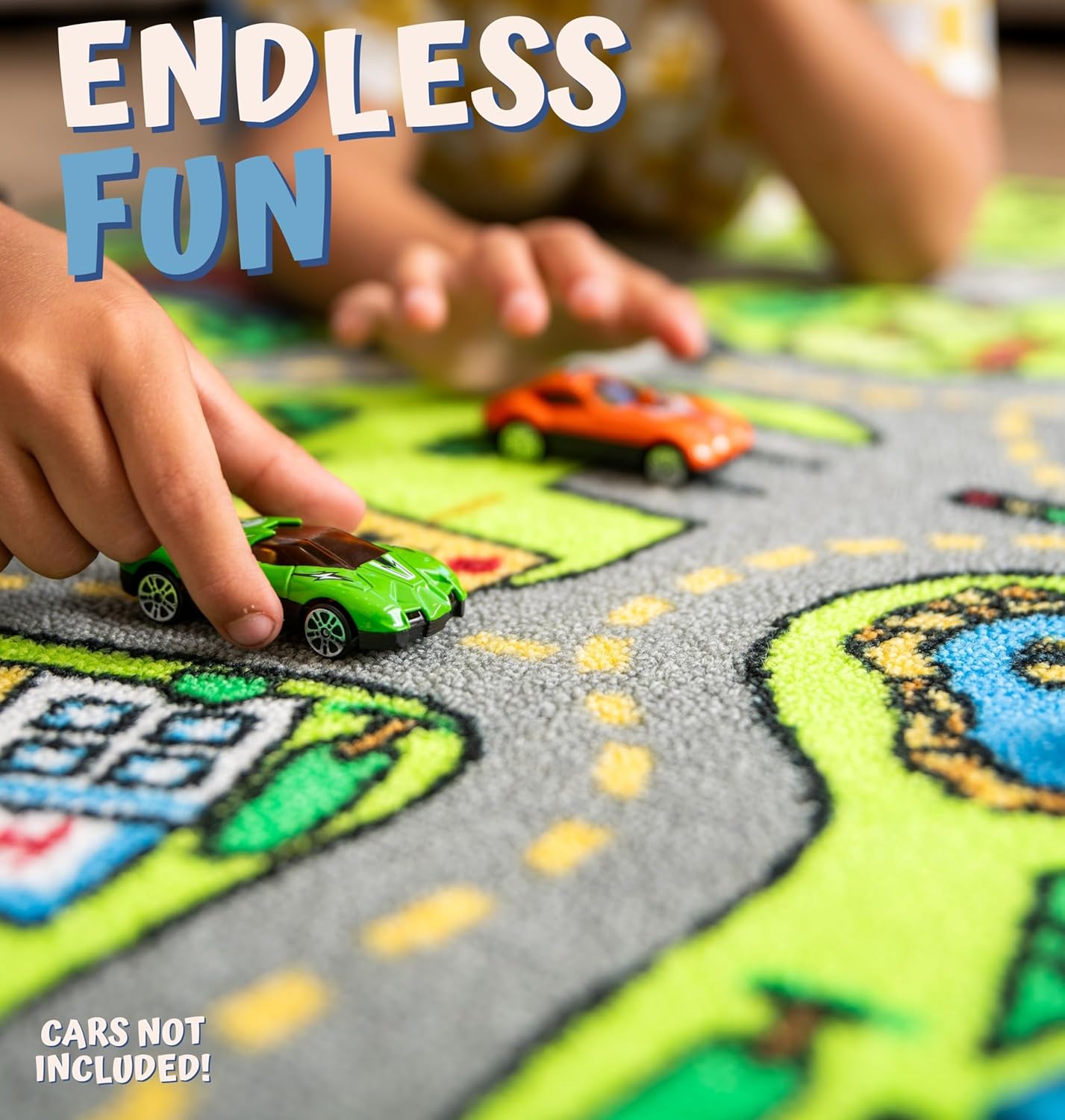ToyVelt Kids Car Rug Playmat - Large 60” x 32” Educational City Play Mat for Kids Ages 3–12, Soft Polyester with