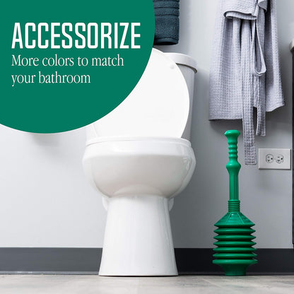JS Jackson Supplies Professional Bellows Toilet Plunger, High Pressure Thrust for Heavy Duty Clogs, Green