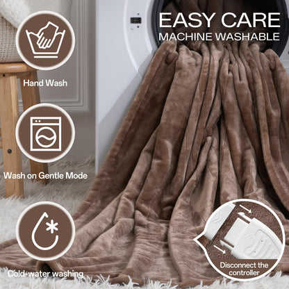 Heated Blanket Twin, Electric Blanket Soft Sherpa Flannel, 10 Hours Auto Shut-off & 8 Fast Heating Levels, Machine Washable ETL Certified, Heating Blanket for Bed & Sofa (62x84 inches, Gray)