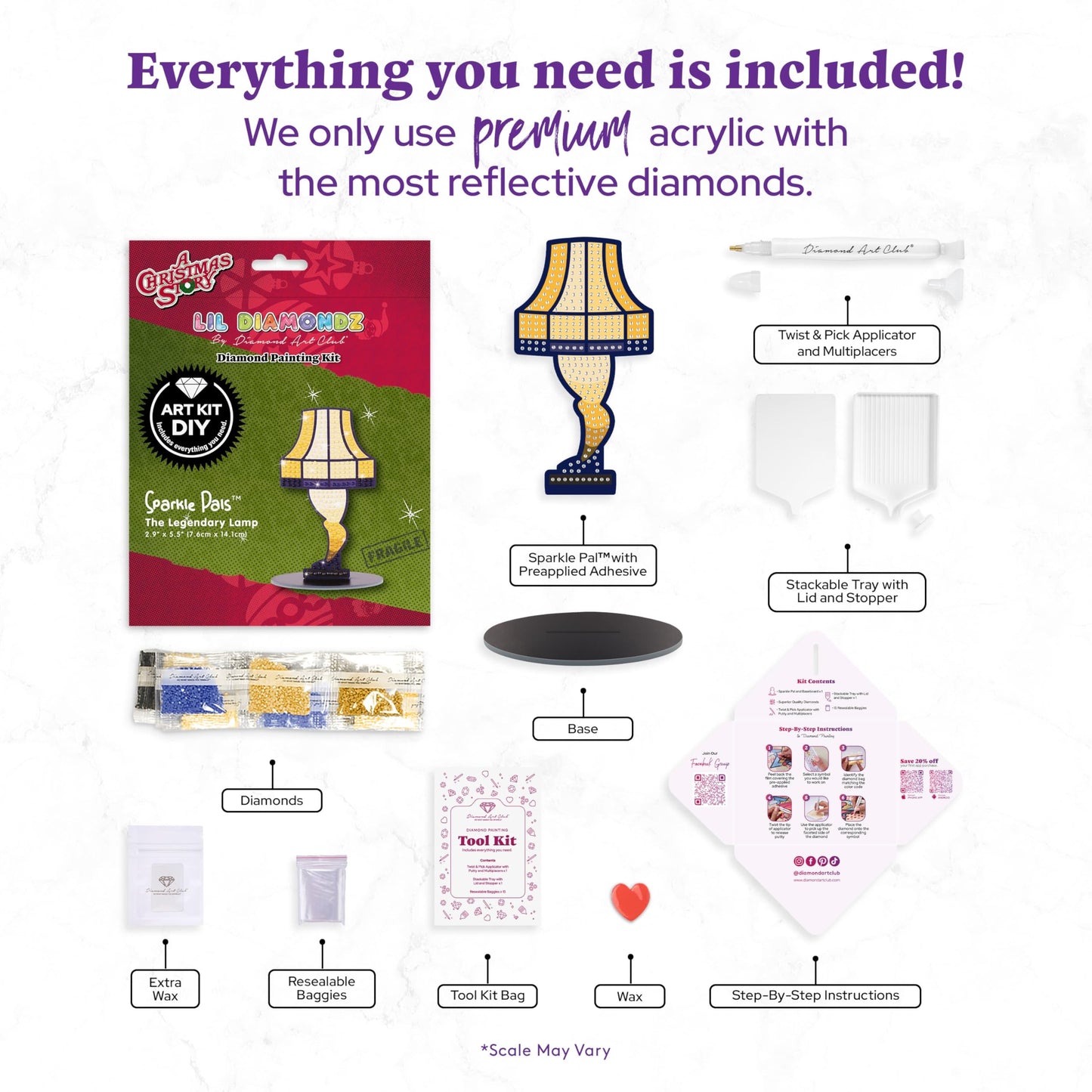 DIAMOND ART CLUB Sparkle Pals – The Legendary Lamp, Diamond Painting Kit, Fun DIY Crafts for Adults, Diamond Art Craft for Beginners, 2.9" x 5.5"