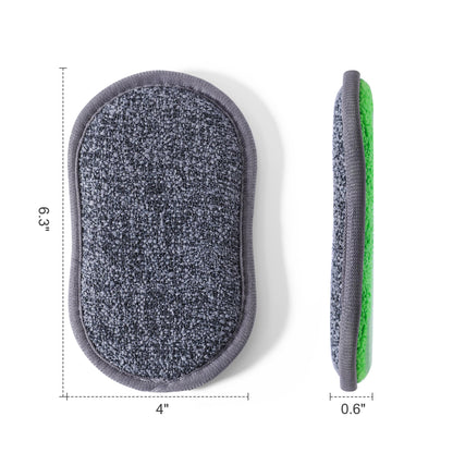 Multipurpose Sponges Kitchen,6 Pack Reusable Non-Scratch Scrub Sponge,Rough Scrubbers Side for Pots and Pans,Soft Microfiber Scrub Side for Washing Dishes