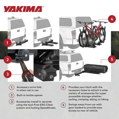 Yakima Swing Rack, Hitch Cargo System w/ Accessory Arm & Locks, EXO SwingBase, 2 In, Black - Heavy-Duty Car Vehicle Storage Accessories for Travel and Camping
