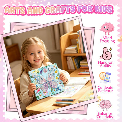 Butterfly Diamond Painting Kits with Frame, 5D Diamond Art Kit with Easel, DIY Gem Painting with Sparkling Rhinestones, Butterfly Canvas Art for Home Decor Unique Gift for Adult Beginner, 7.8x7.8 In