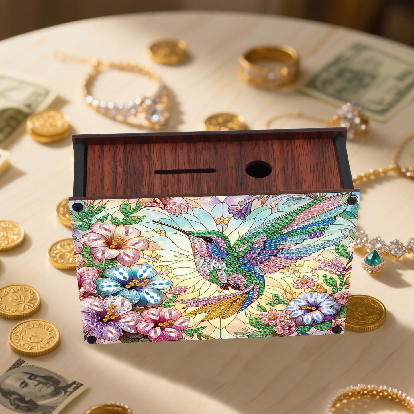 DIY Diamond Painting Money Box Kit, Bird Adult 5D Diamond Art Money Box, Creative Coin Diamond Art Storage Jar, Suitable for Birthdays, Christmas, Home Decor Handicraft Gifts