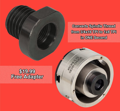 VINWOX 3-1/2INCH Self-Centering Wood Lathe Key Chuck Set, Round Jaw Mounted, with Step Jaw, Pin Jaw & Wide Jaw, 1"x8TPI Thread & 3/4"x16TPI Adapter, SCK4-3.5NV-SET, Nickle Coating NOVA Chuck Body