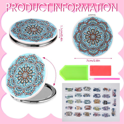 Geetery 12 Pcs Painting Compact Mini Mirror DIY Painting Portable Folding Handheld Makeup Purse Mirror Diamond Art Gift Set for Women