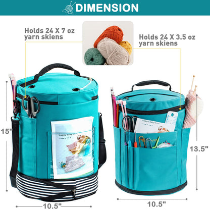 MYBAGZING Expandable Yarn Storage Organizer, Crochet Bag & Yarn Tote with Zipper Closure, Yarn Holder for Crocheting and Knitting for Yarn Skeins, Hooks, Needles,Accessories – Gift for Crafters