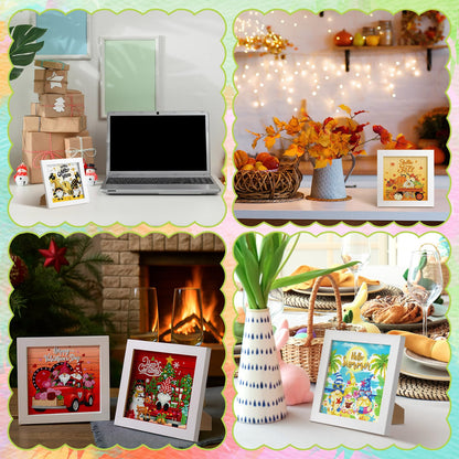 LemonSecret 13 Pcs Holiday Small Diamond Art Kits for Adults 4th of July Diamonds Art Interchangeable 5D Seasonal Diamond Painting Calendar 2026 with Frame for Home Office Tabletop Centerpiece Decor