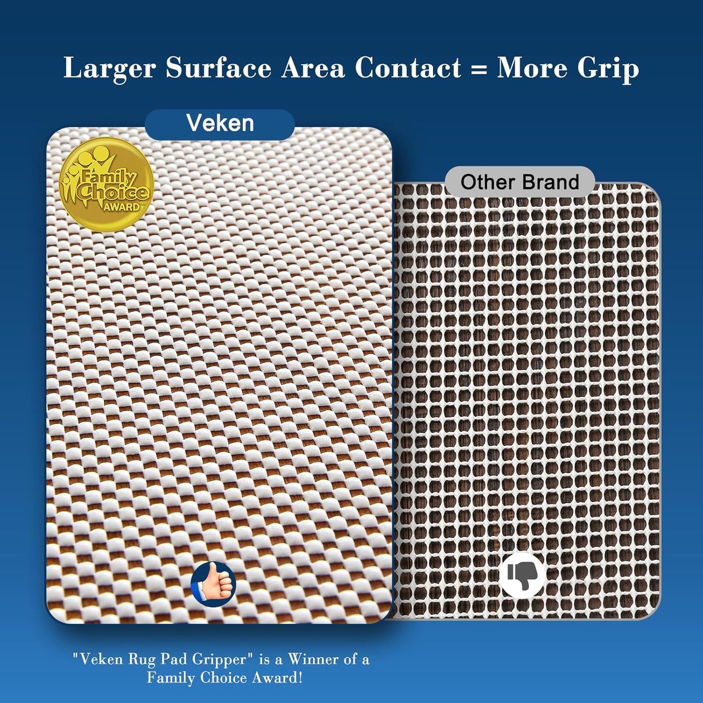 Veken Non-Slip Rug Pad Gripper - Extra Thick 8 x 10 Feet for Hard Surfaces | Keeps Rugs Secure
