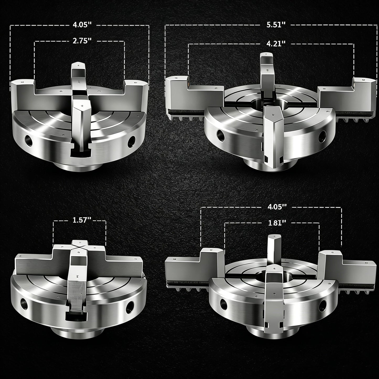 4 Inch Wood Lathe Chuck, 4 Reversible Jaws Self-Centering Lathe Chuck, Thread 1 x 8TPI Lathe Chuck for Woodturning.