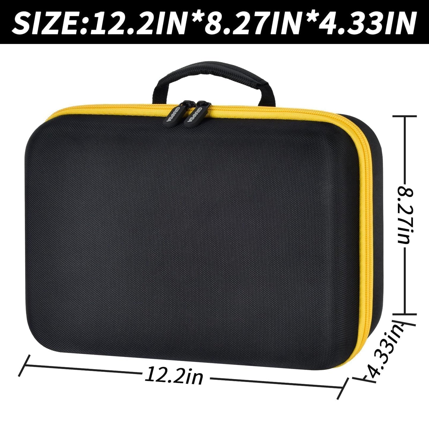 Hard Storage Tools Case, Store for DeWalt Drill Tools & Angle Grinder/for AstroAI Tire Inflator and More - 12"x8"x2" with Mesh Pocket & Comfort Handle